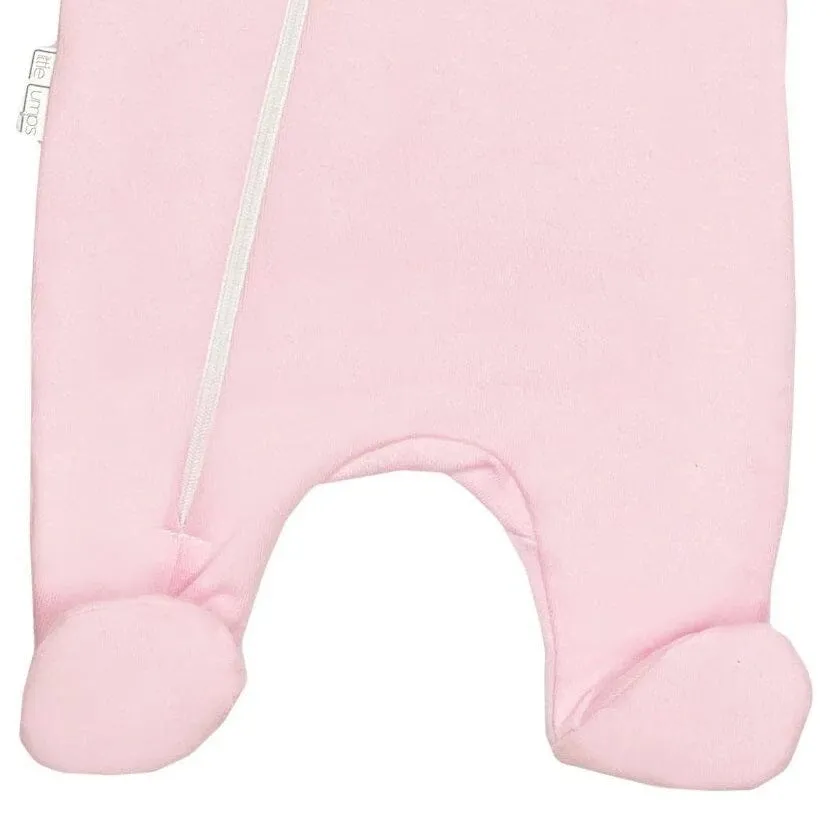 100% Cotton Footed Zip Up Sleepsuit -  Pink