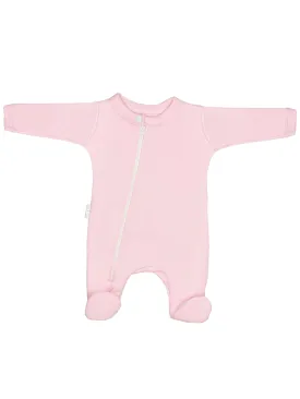 100% Cotton Footed Zip Up Sleepsuit -  Pink