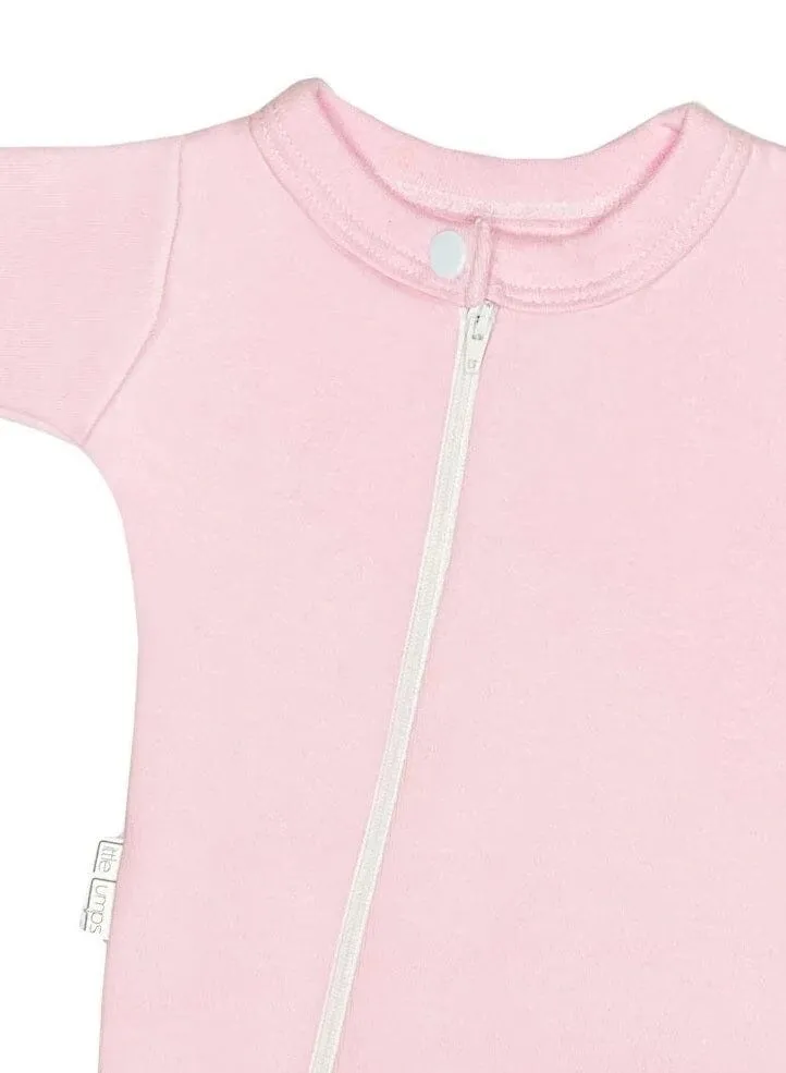 100% Cotton Footed Zip Up Sleepsuit -  Pink