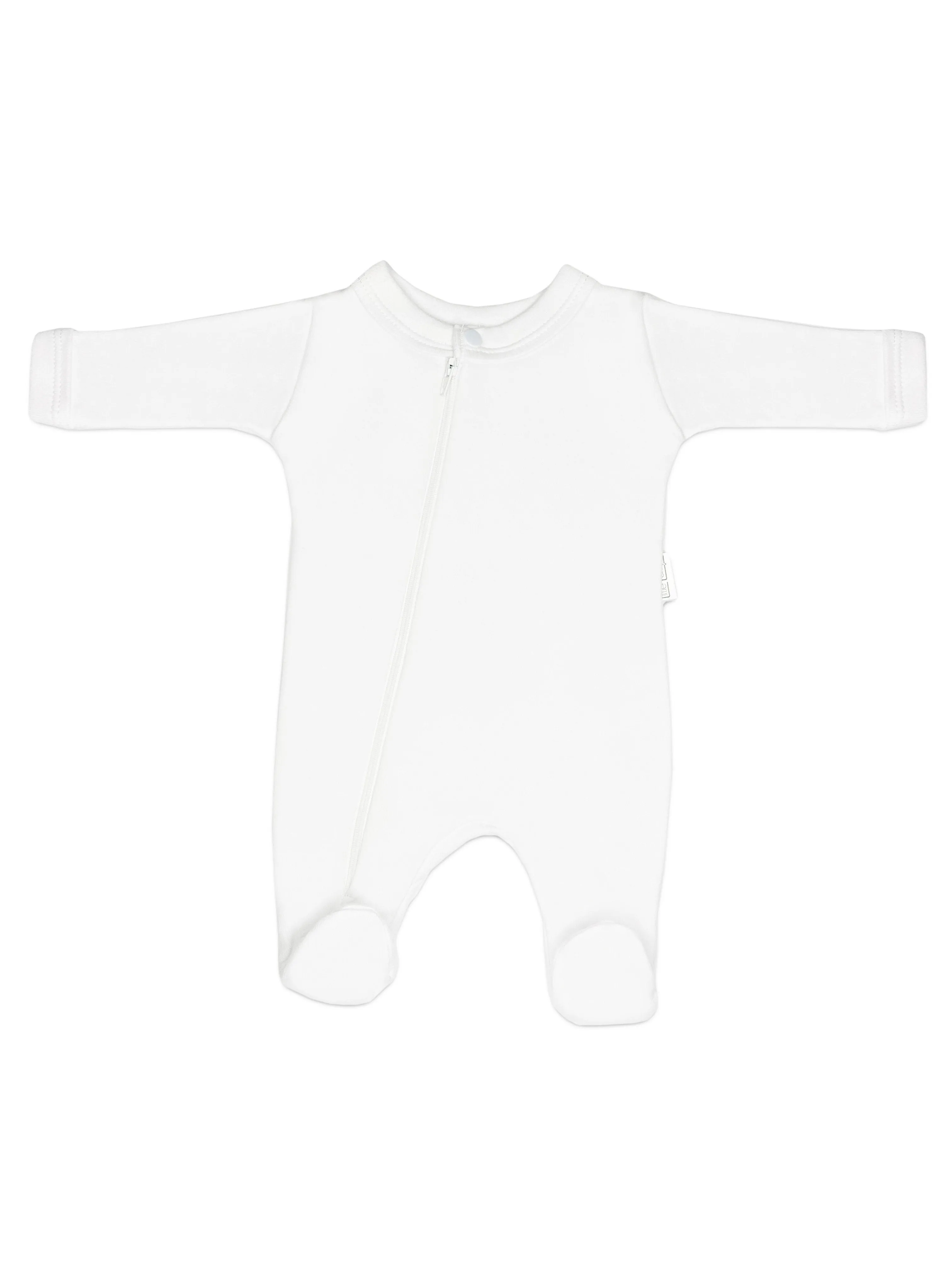 100% Cotton Footed Zip Up Sleepsuit - White