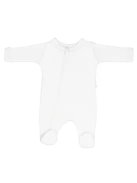 100% Cotton Footed Zip Up Sleepsuit - White