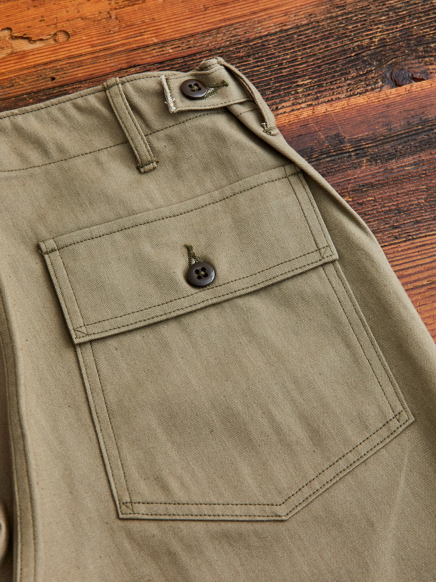 1086 Military Herringbone Pants in Olive Drab Green