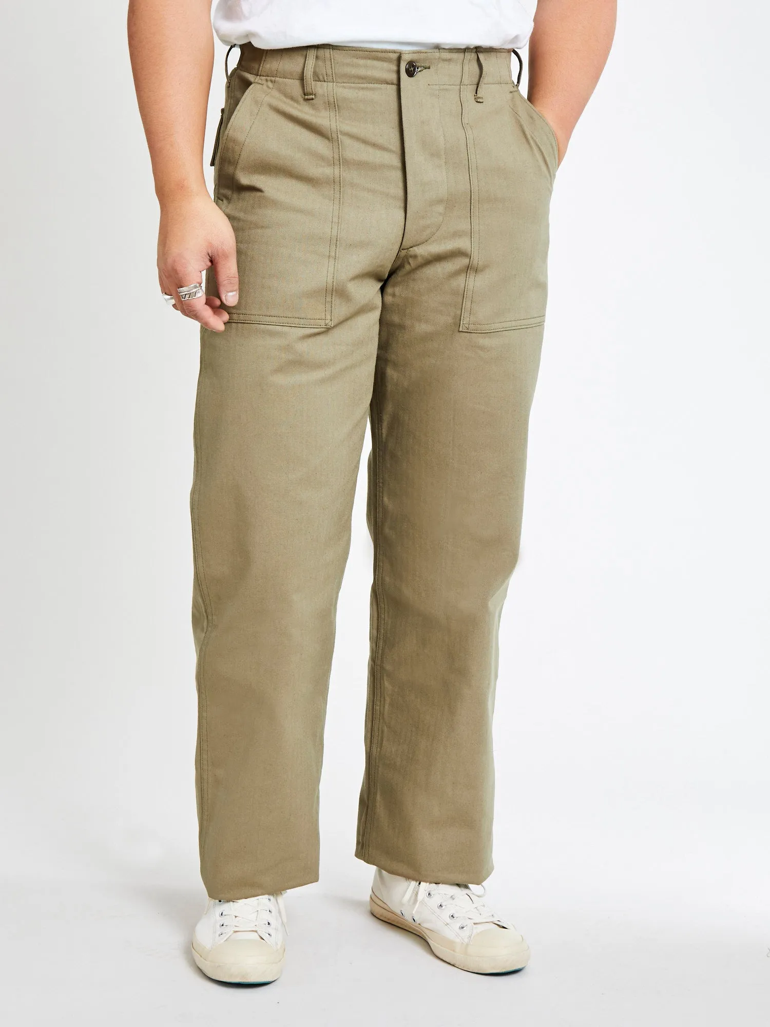 1086 Military Herringbone Pants in Olive Drab Green