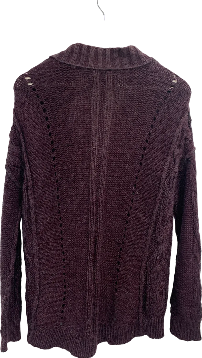 All Saints Purple Burgundy Knitted Cardigan UK 8