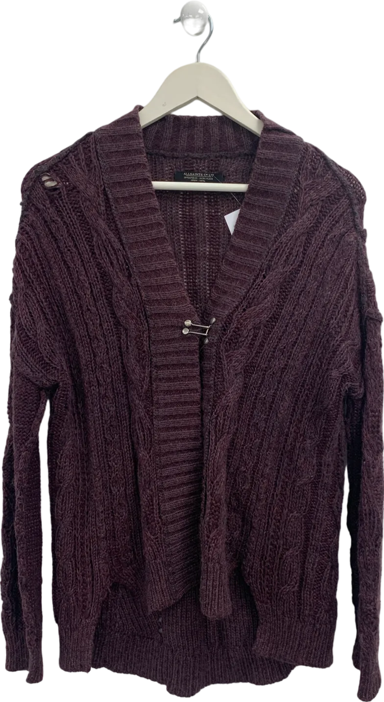 All Saints Purple Burgundy Knitted Cardigan UK 8