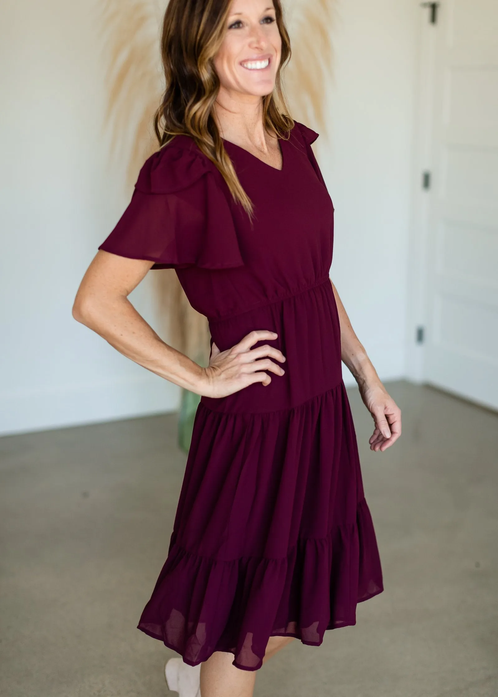 Amara Fit   Flare Tiered Midi Dress