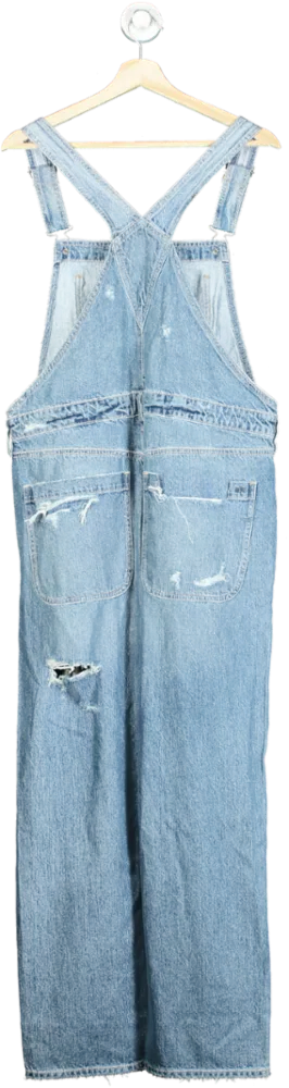 American Eagle Blue Denim Distressed Overalls UK L