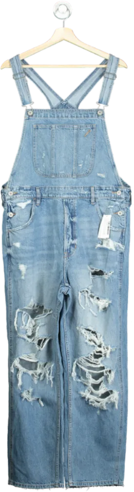 American Eagle Blue Denim Distressed Overalls UK L