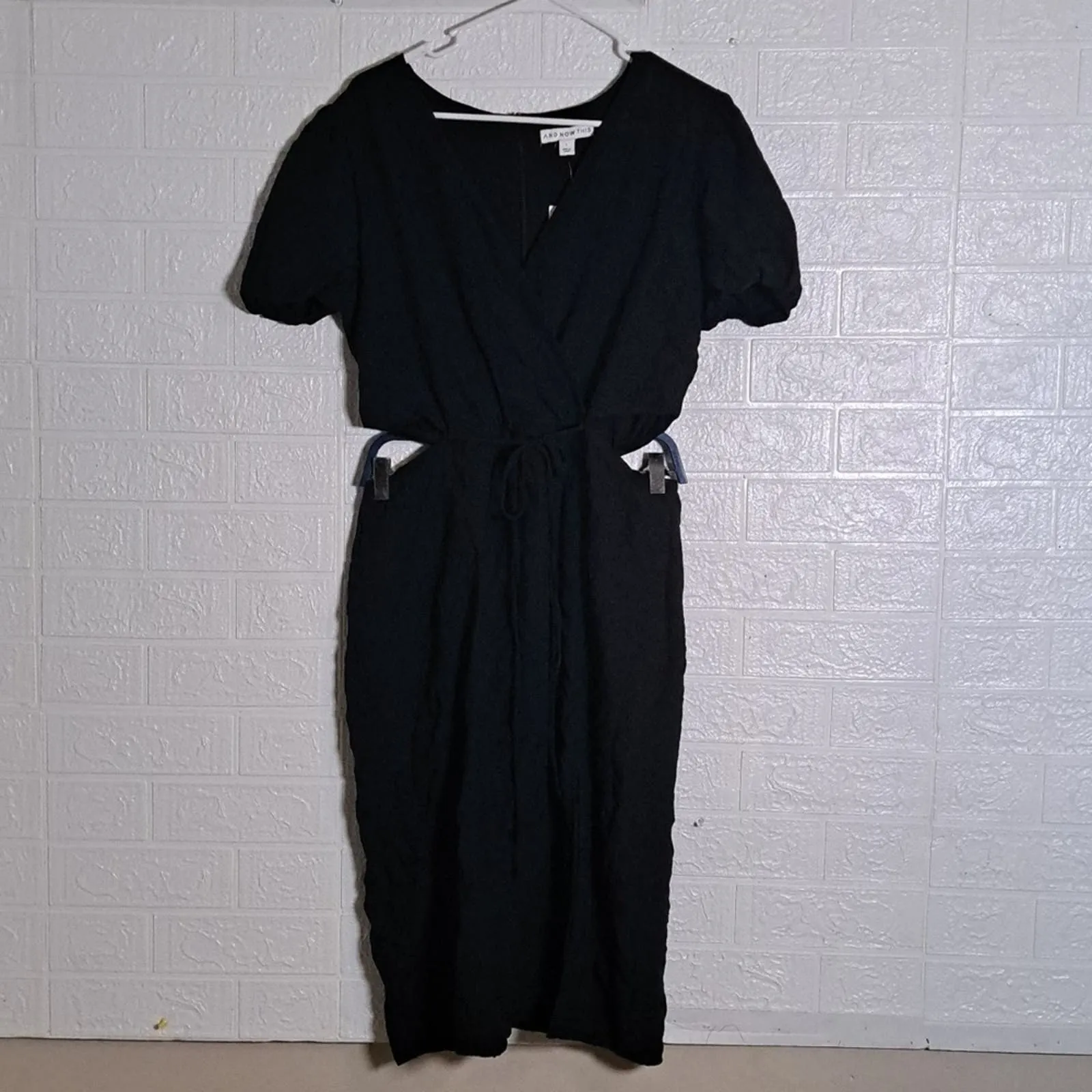 And Now This Textured Cutout Midi Dress in black