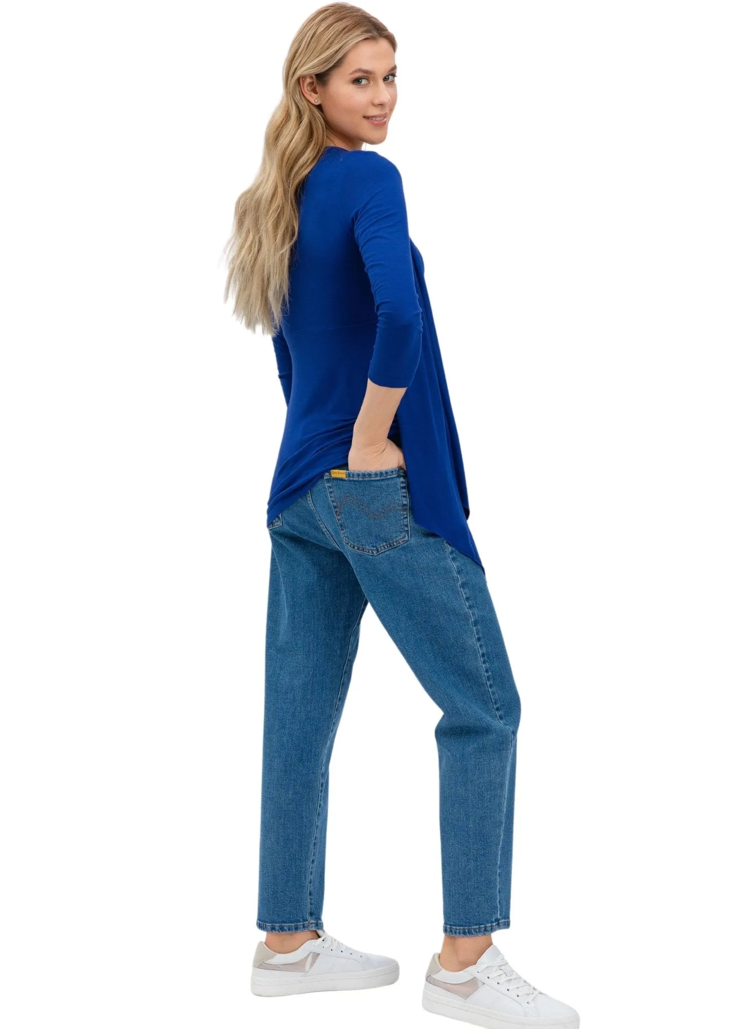 Anemone Maternity & Nursing 3/4 Sleeves Top - Blue Royal