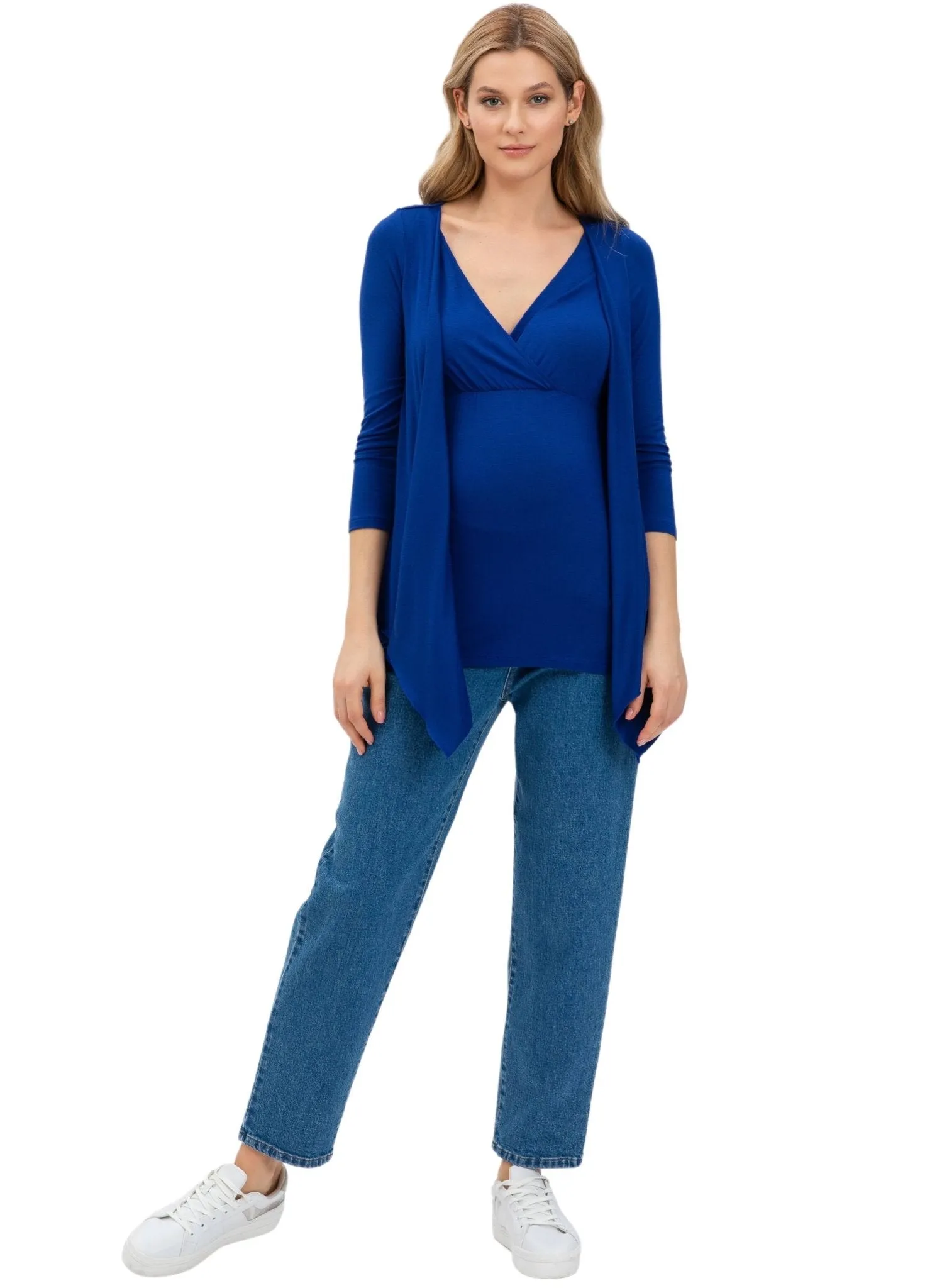 Anemone Maternity & Nursing 3/4 Sleeves Top - Blue Royal