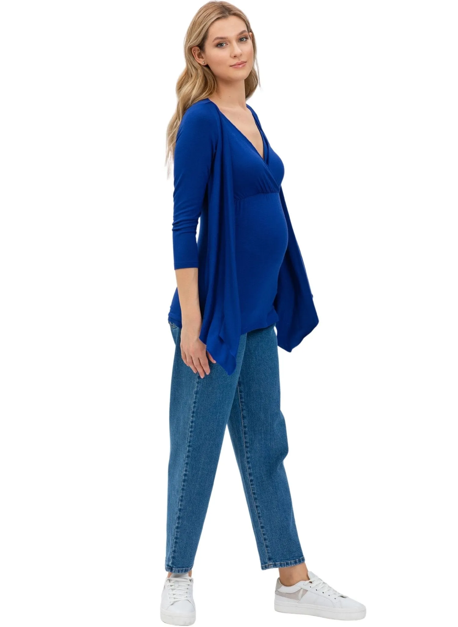 Anemone Maternity & Nursing 3/4 Sleeves Top - Blue Royal