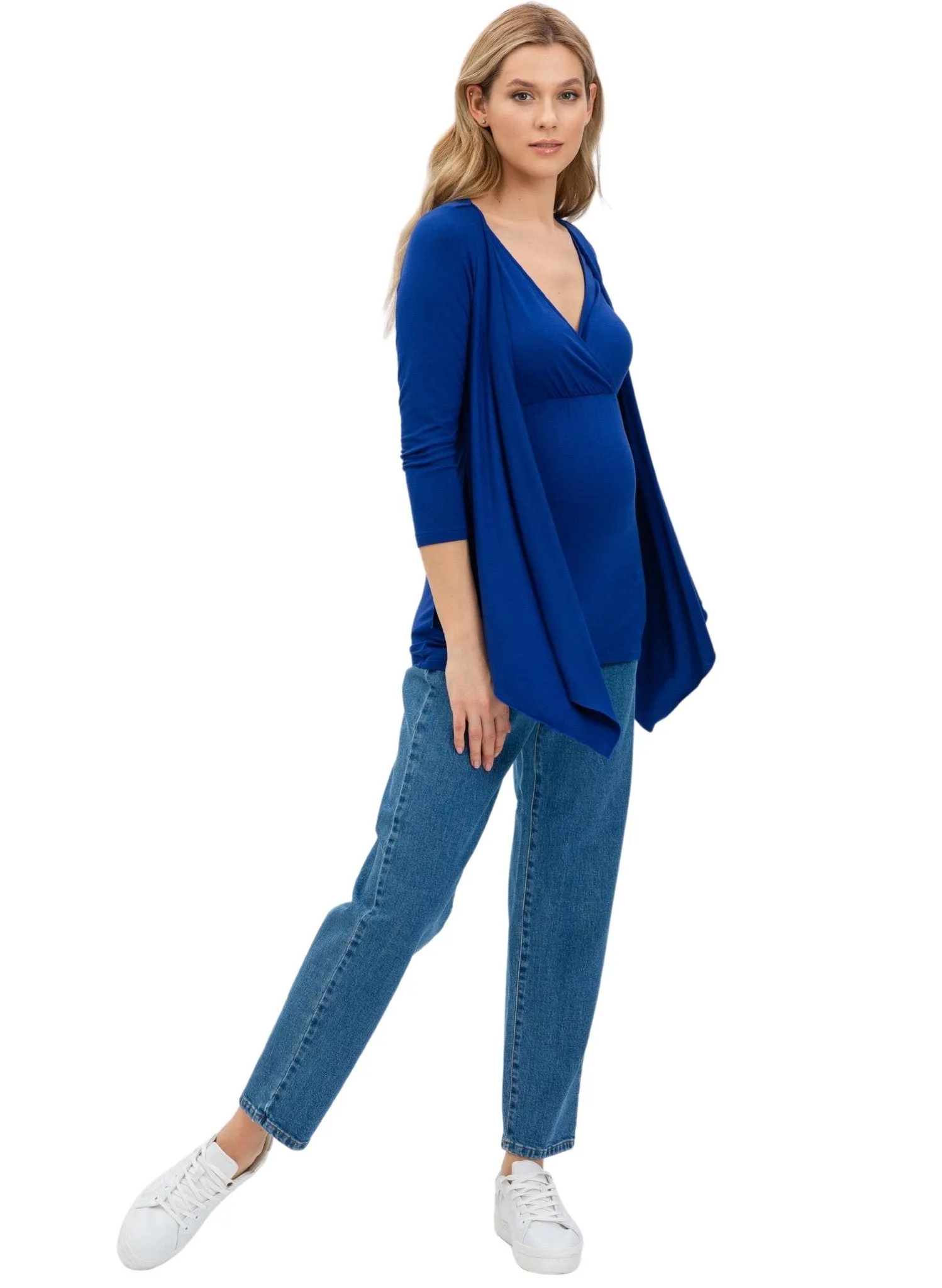 Anemone Maternity & Nursing 3/4 Sleeves Top - Blue Royal