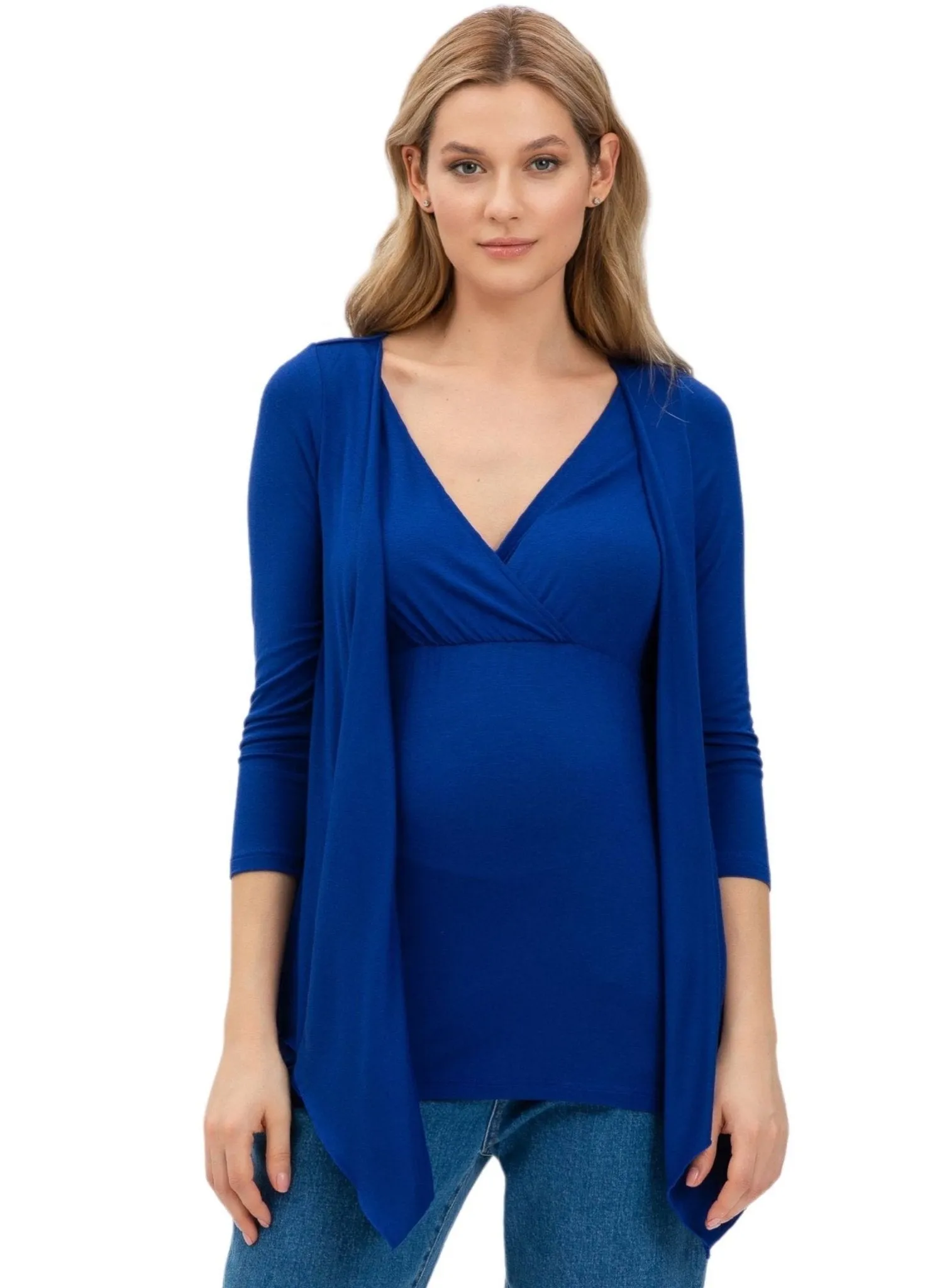 Anemone Maternity & Nursing 3/4 Sleeves Top - Blue Royal