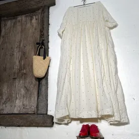 Anouk Paper Cotton Dress | Cream & Red Polka Dot