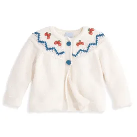 Applique Vintage Car Cardigan -- Ivory