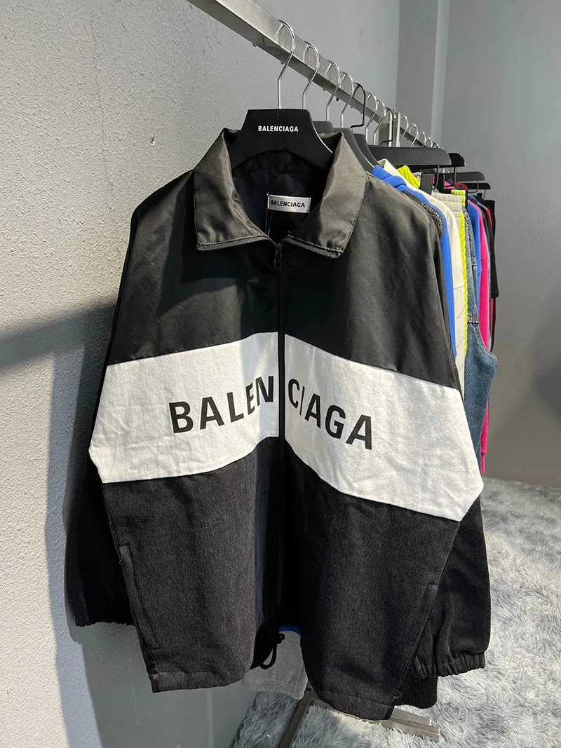 Balenciaga Black Logo zip-up Track Jacket