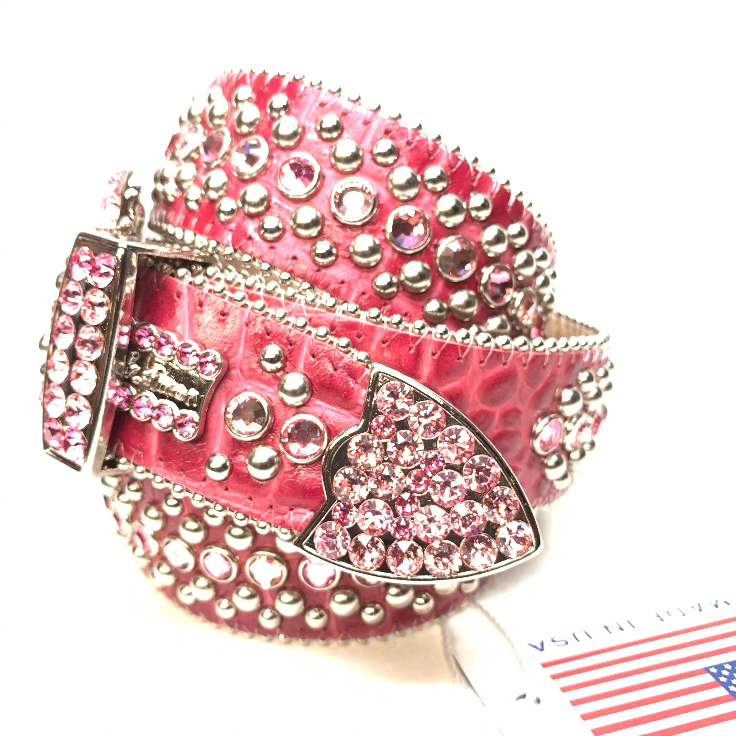b.b. Simon Wine Red Crystal Belt