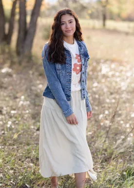 Beige Asymmetric Seam Midi Skirt- FINAL SALE