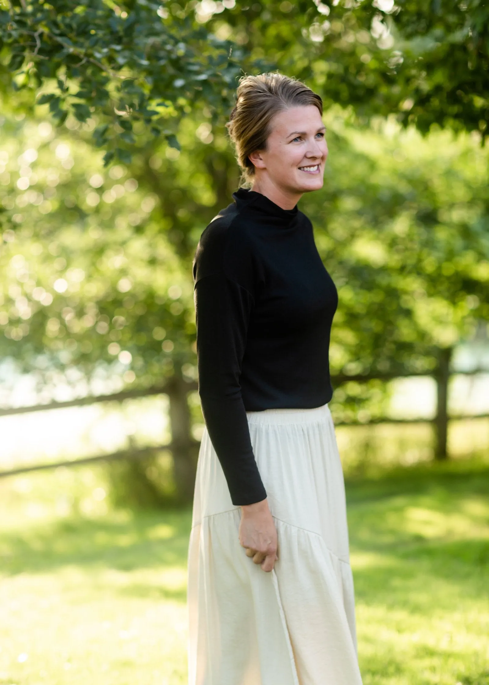 Beige Asymmetric Seam Midi Skirt- FINAL SALE