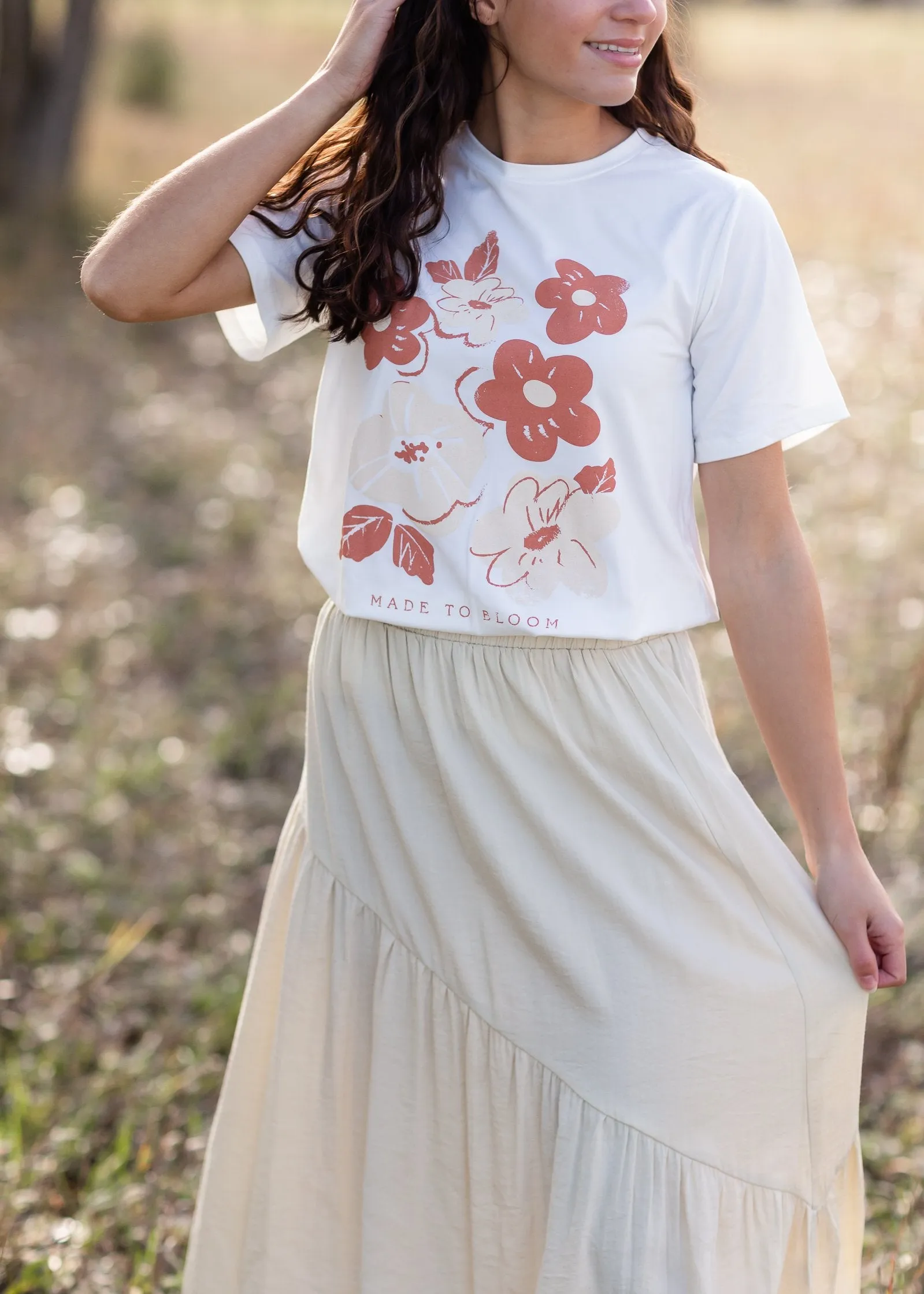 Beige Asymmetric Seam Midi Skirt- FINAL SALE