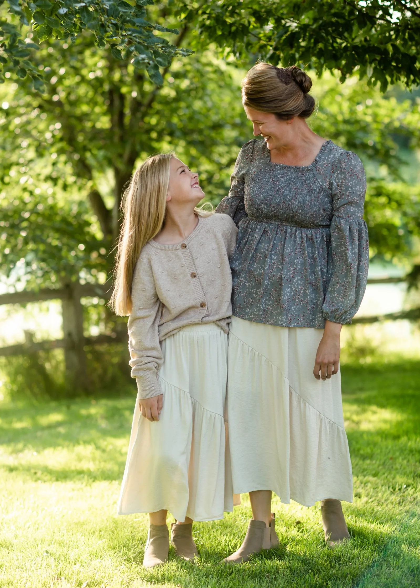 Beige Asymmetric Seam Midi Skirt- FINAL SALE