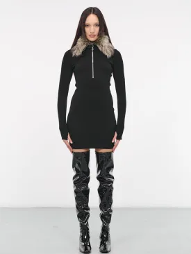 Biker Mini Dress (COPML69644-BLACK-BROWN)