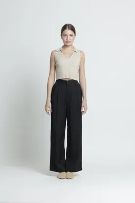 Black Fleur Loose Pants