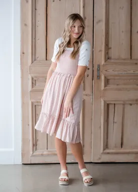 Blush Pink Smocked Midi Dress - FINAL SALE