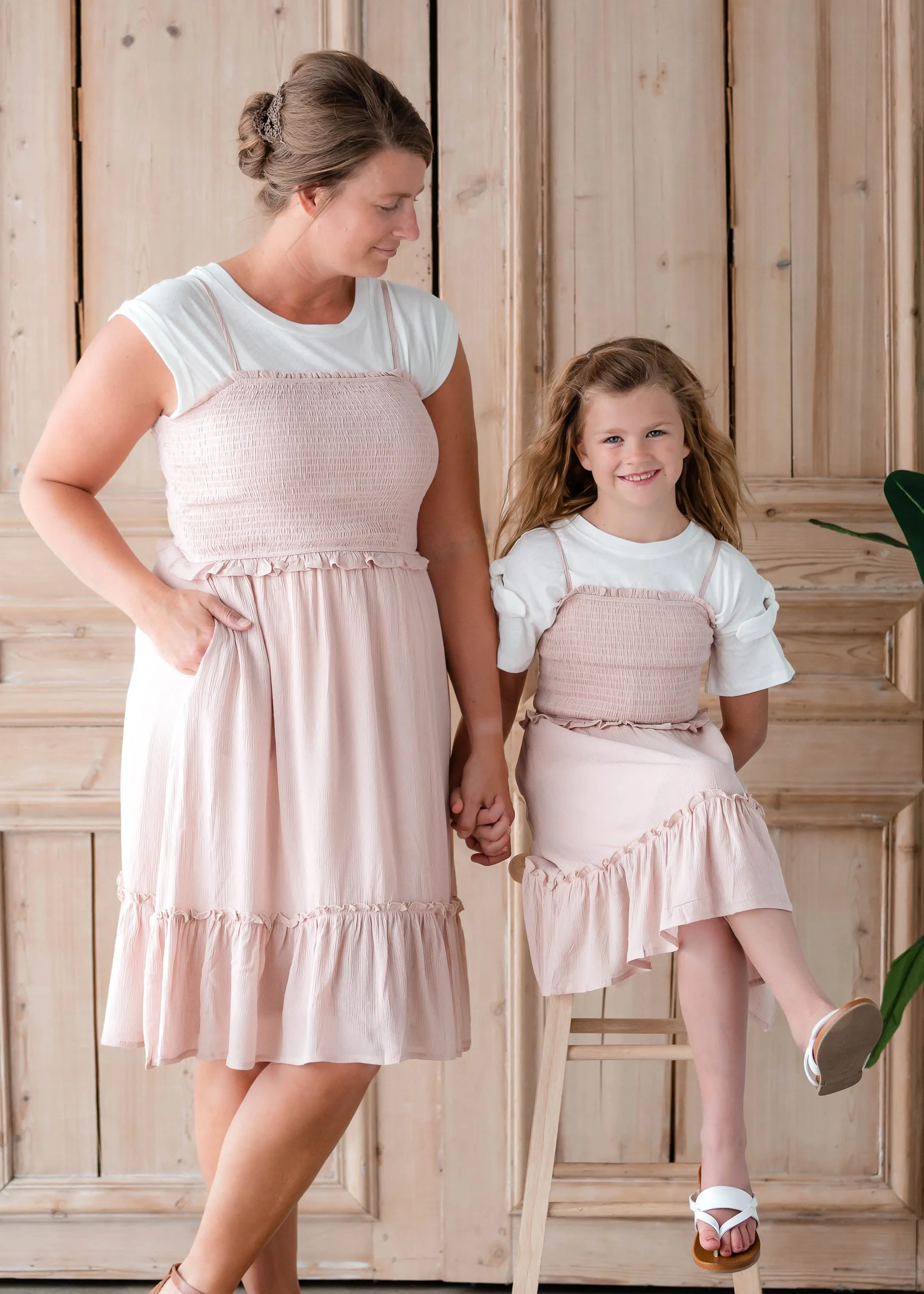 Blush Pink Smocked Midi Dress - FINAL SALE