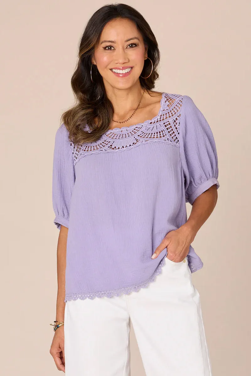 Bubble Sleeve Cotton Top