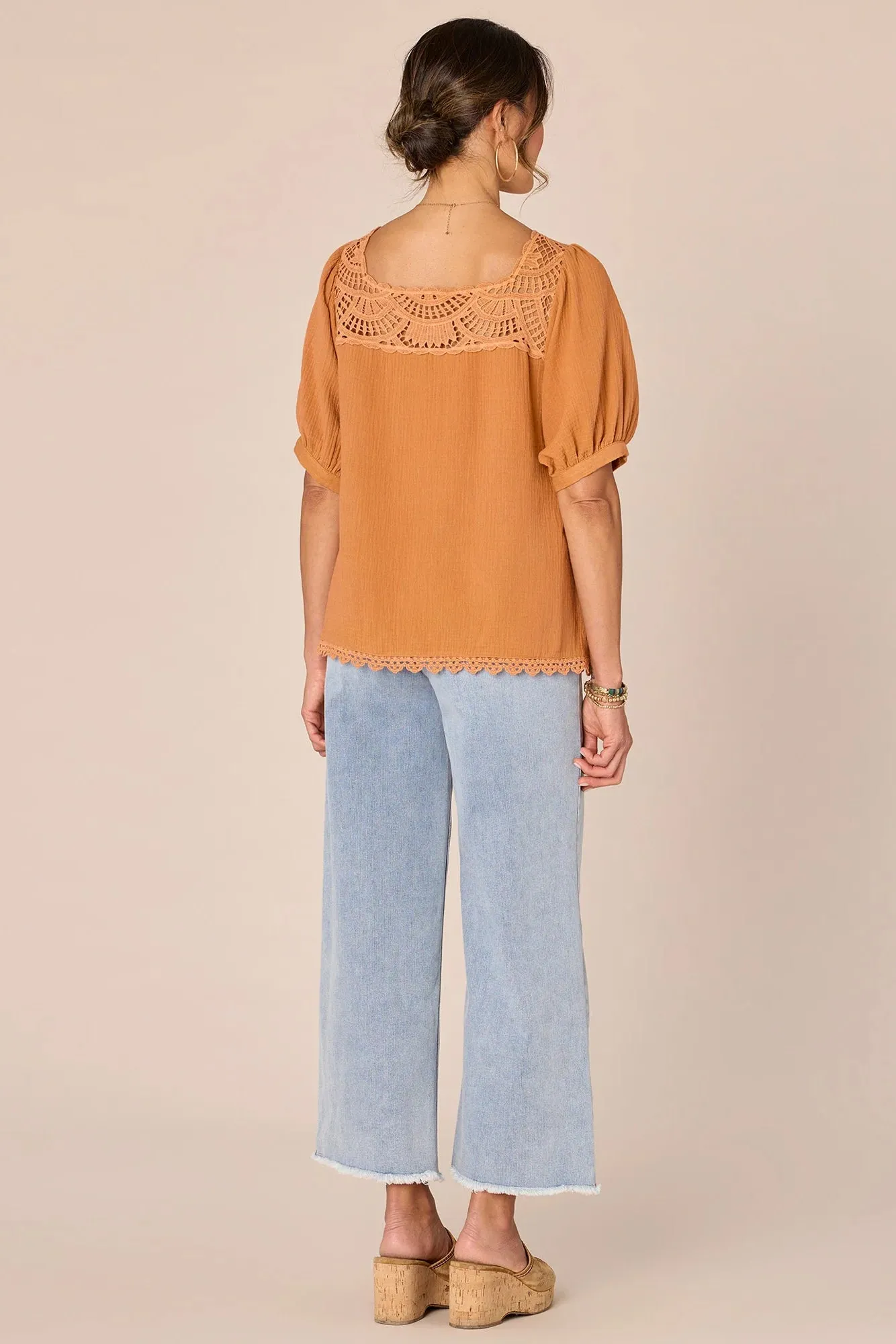 Bubble Sleeve Cotton Top