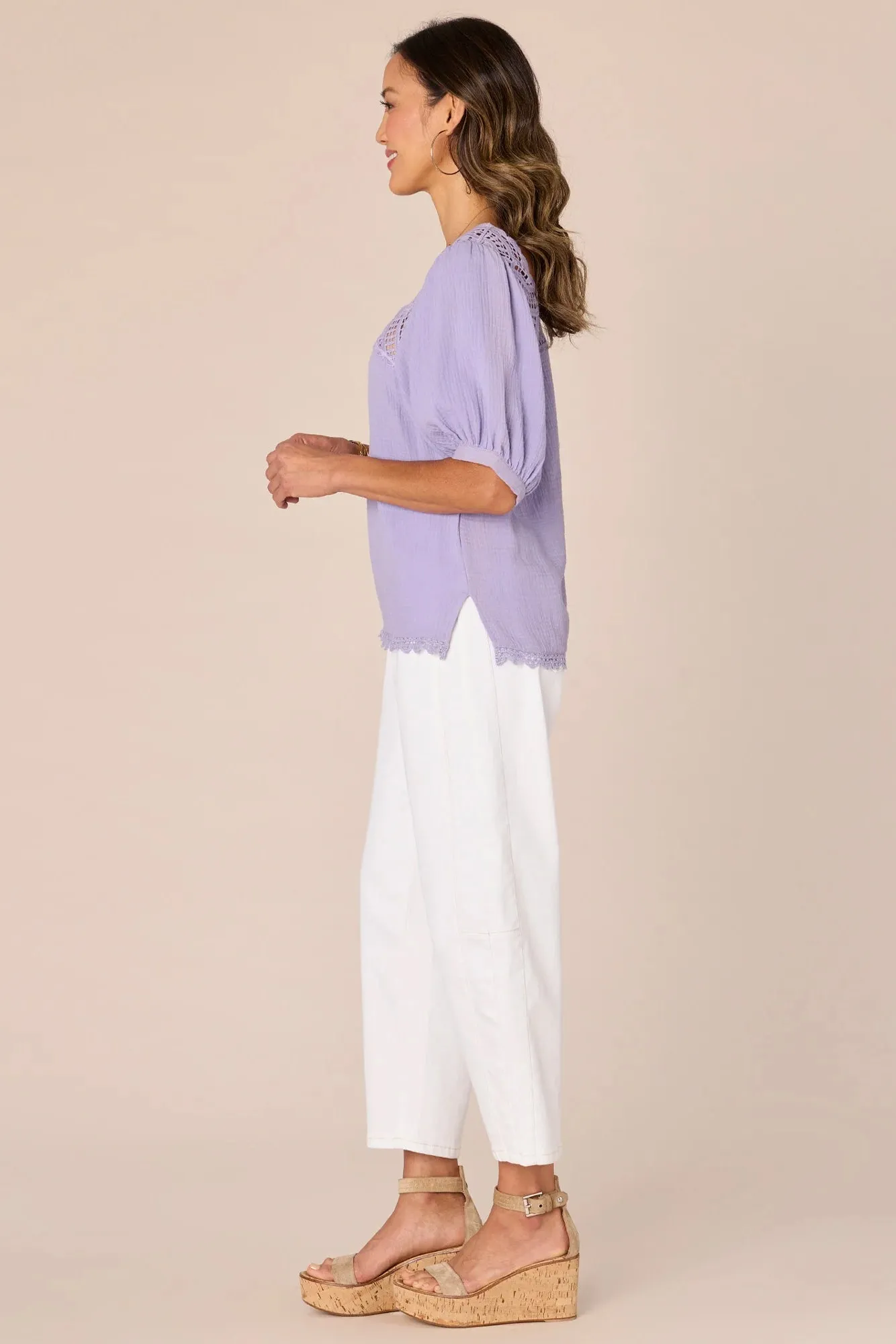 Bubble Sleeve Cotton Top