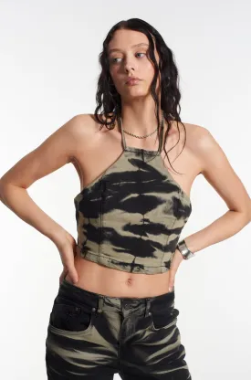 Burnout Denim Halterneck Top