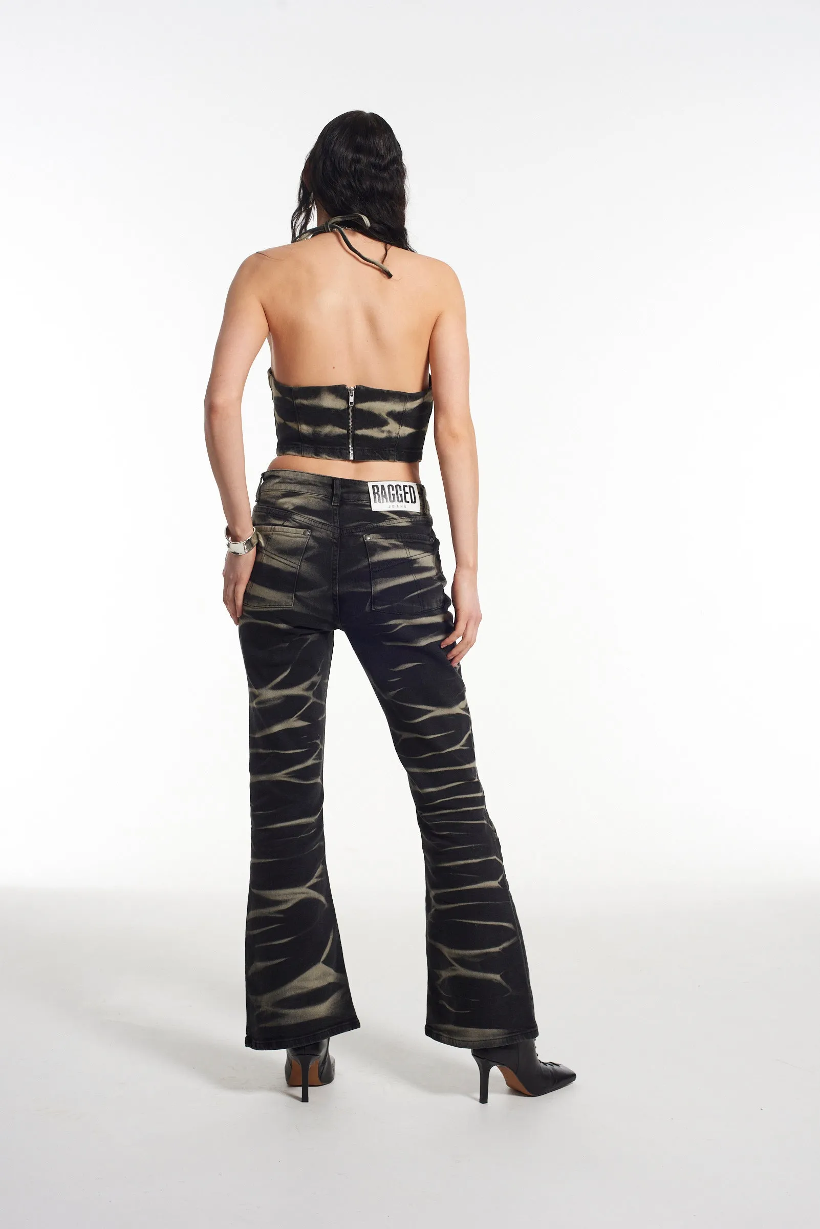 Burnout Denim Halterneck Top