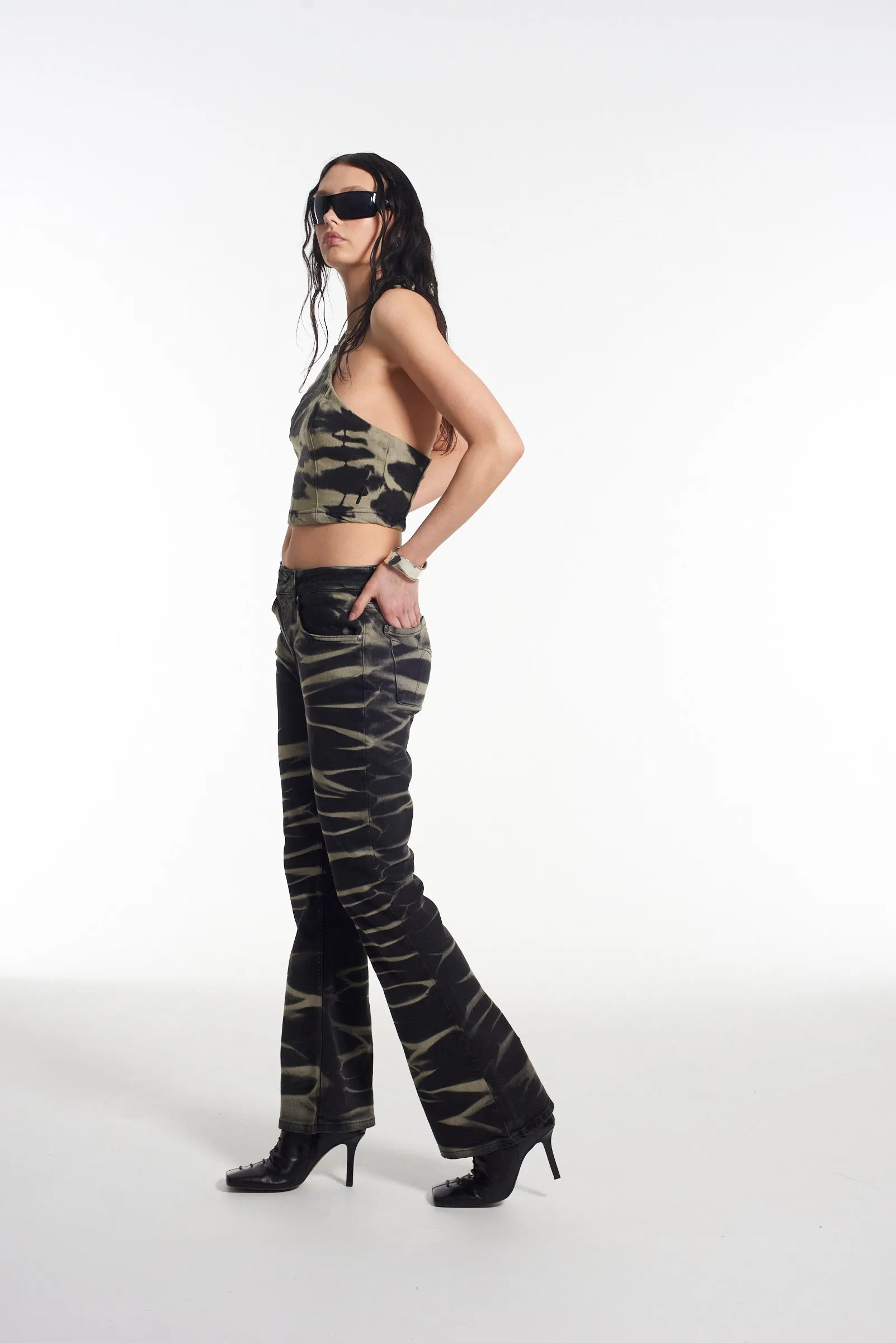 Burnout Denim Halterneck Top