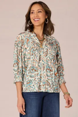 Button Front Printed Woven Shirt