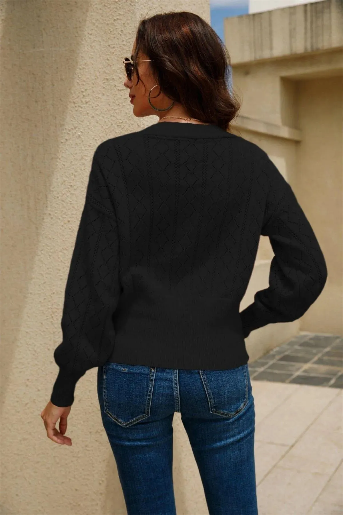 Casual Cut Out V-Neck Single-breasted Cardigans
