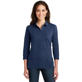 CLOSEOUT - Port Authority Ladies 3/4-Sleeve Meridian Cotton Blend Polo