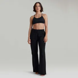 CLQ Wide Leg Trackies - Black