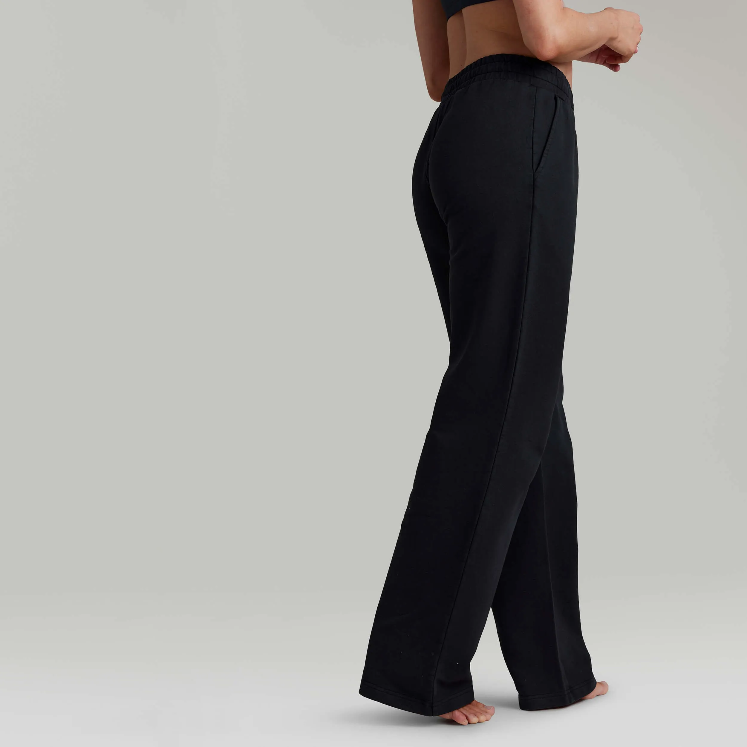 CLQ Wide Leg Trackies - Black