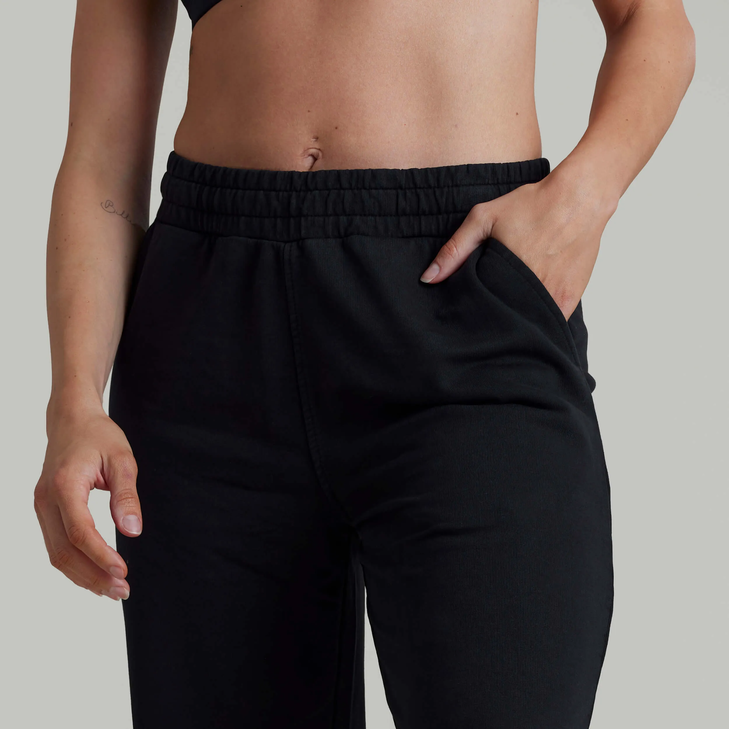CLQ Wide Leg Trackies - Black