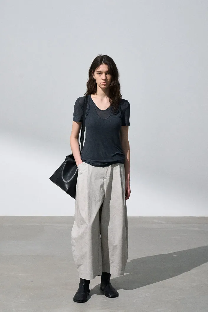 Color frying capri length sickle shaped pants | 3 color
