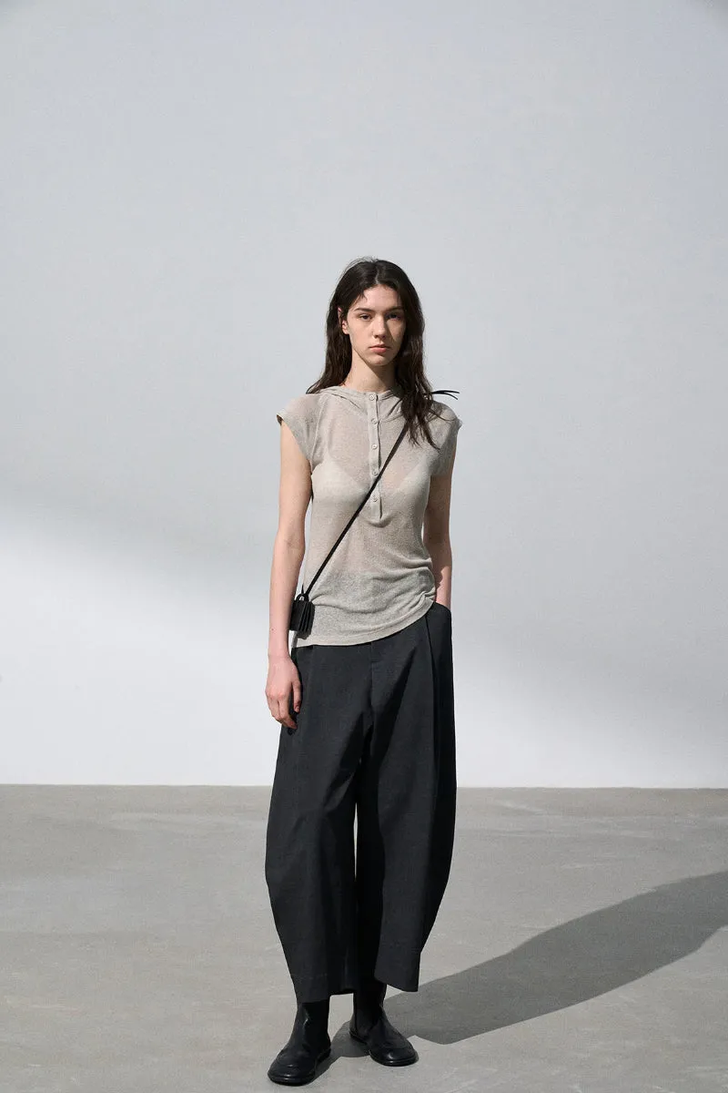 Color frying capri length sickle shaped pants | 3 color