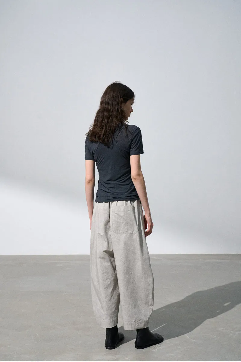 Color frying capri length sickle shaped pants | 3 color