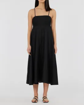 Corinna Linen Midi Dress - Black