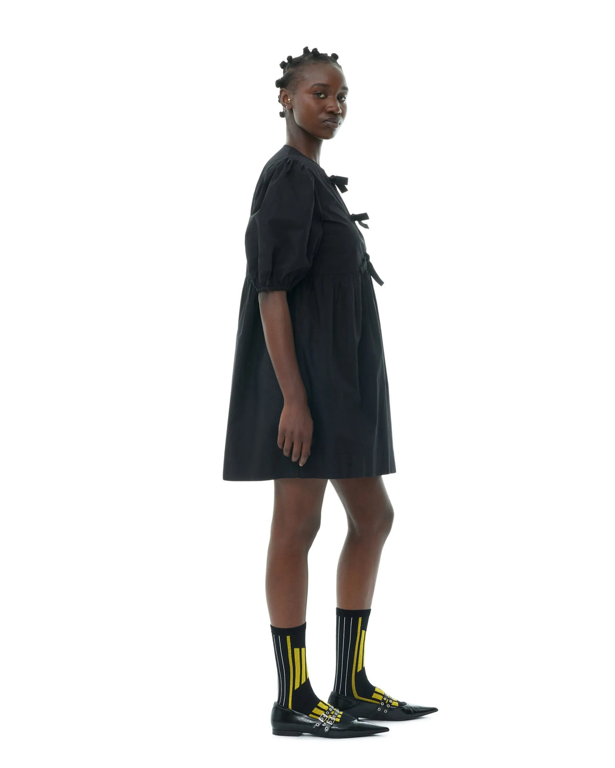 Cotton Poplin Tie String Mini Dress