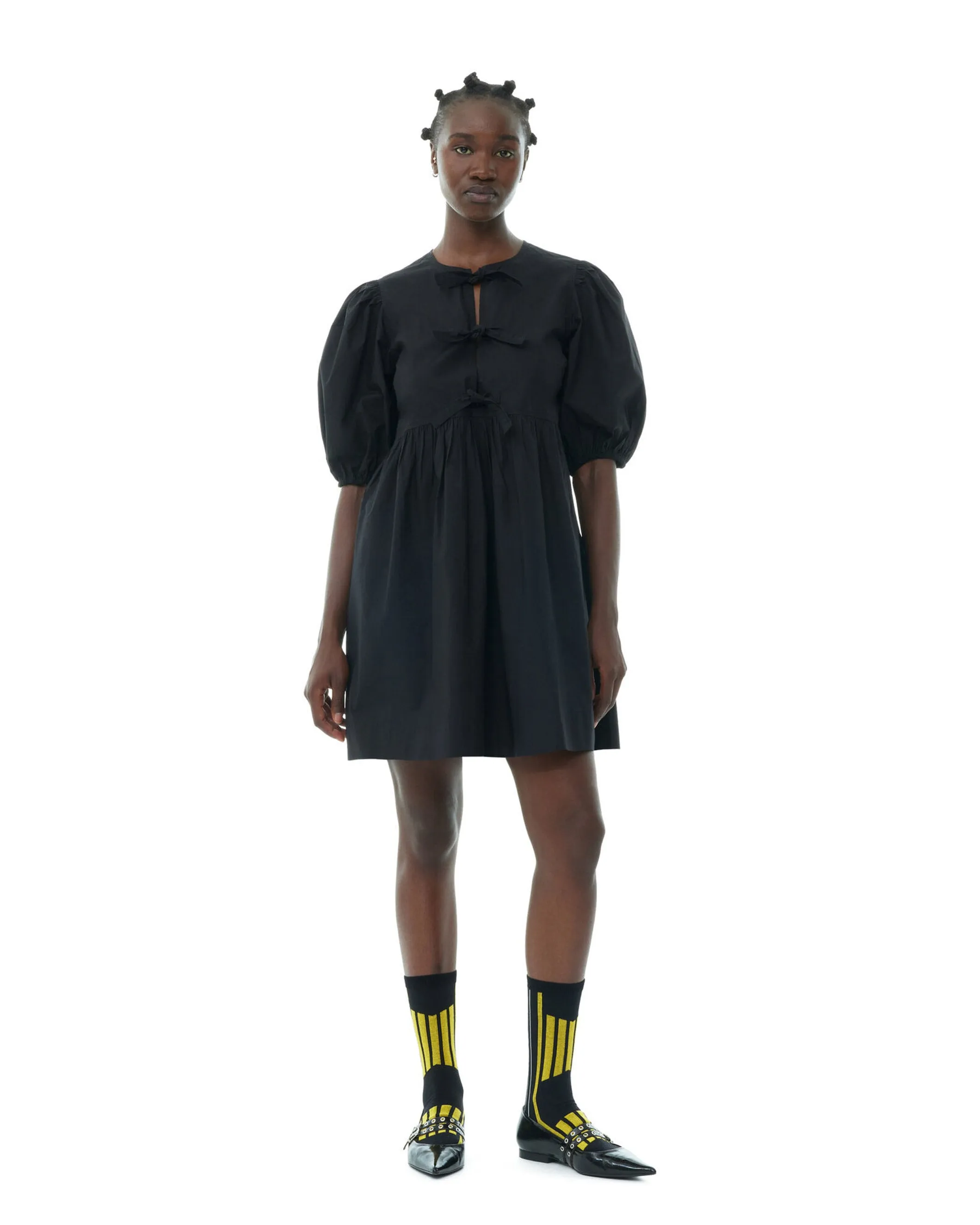 Cotton Poplin Tie String Mini Dress