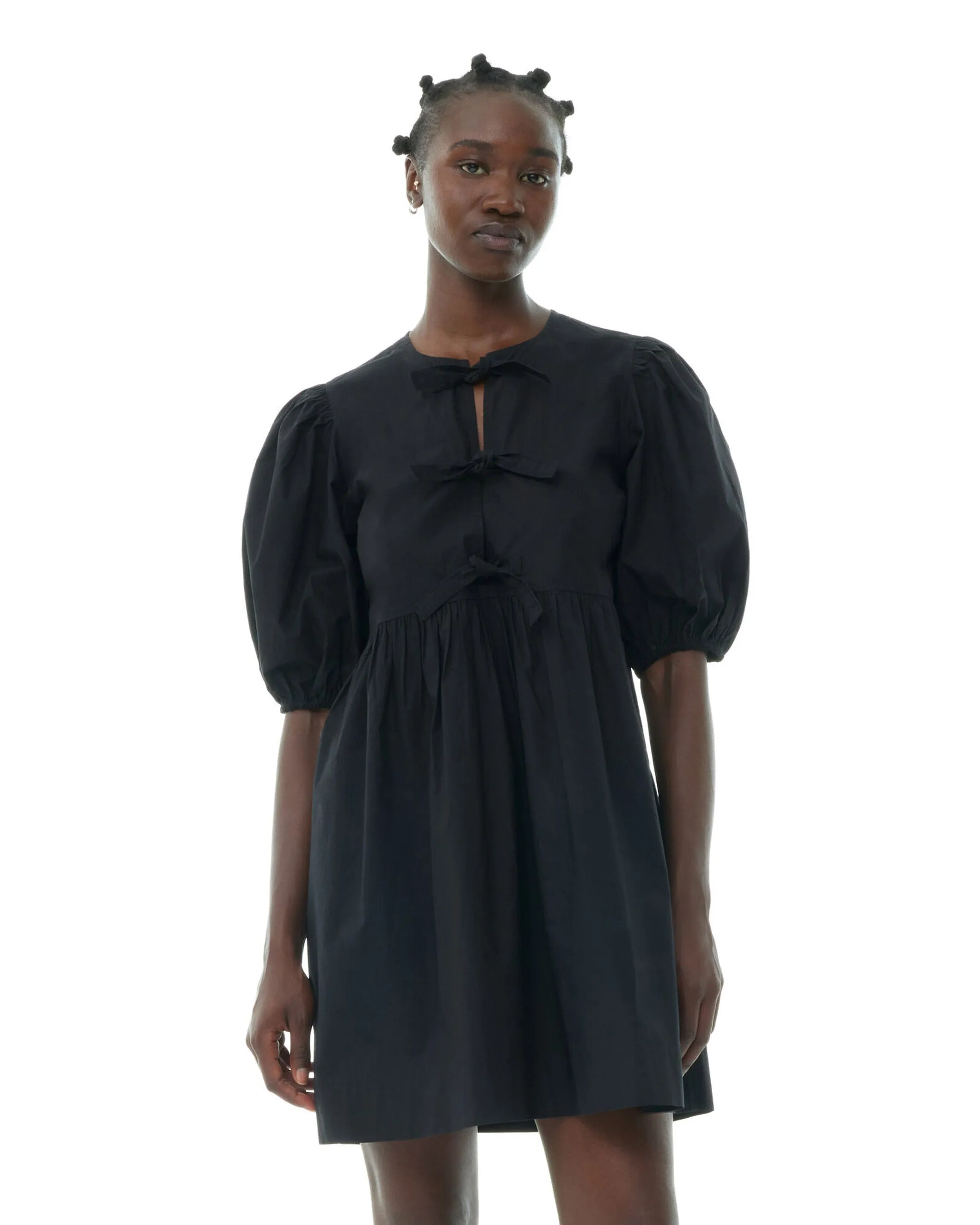 Cotton Poplin Tie String Mini Dress