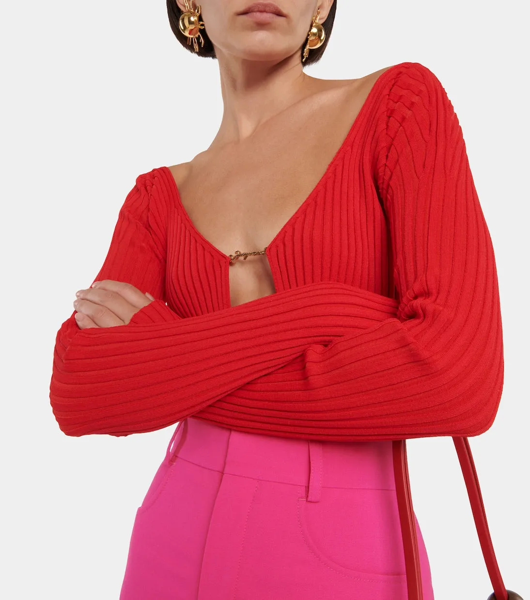 Cropped cardigan la maille pralù Jacquemus, red